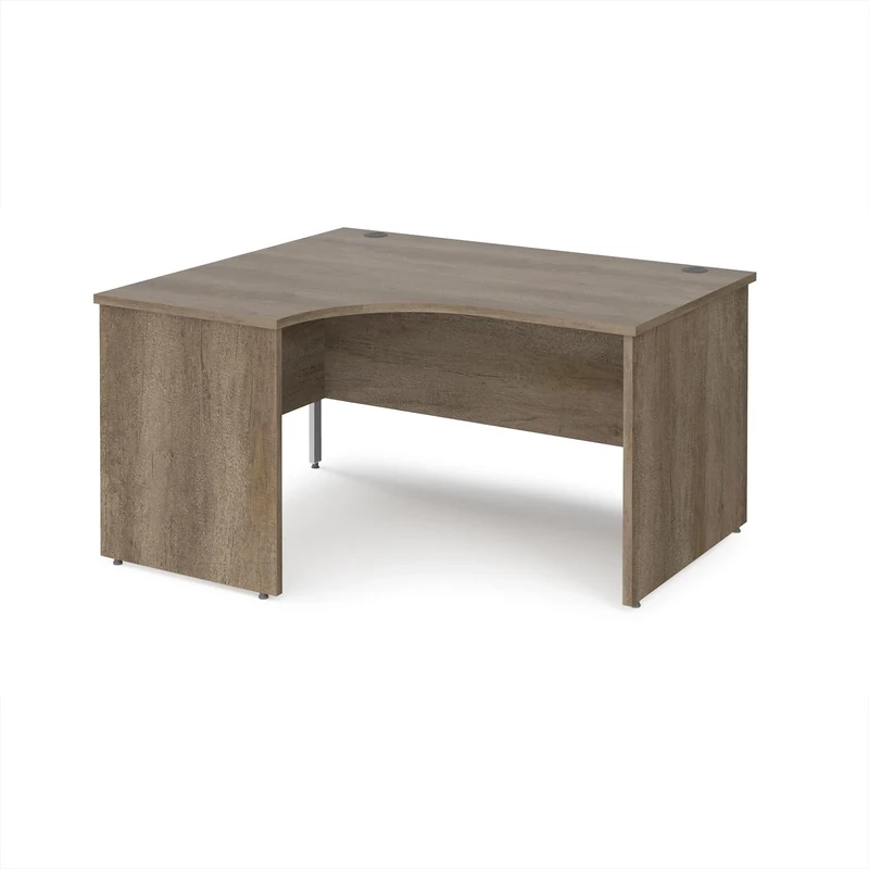 Mr Office Maestro 25 left hand ergonomic desk - with panel end leg, Nebraska Oak, 1400