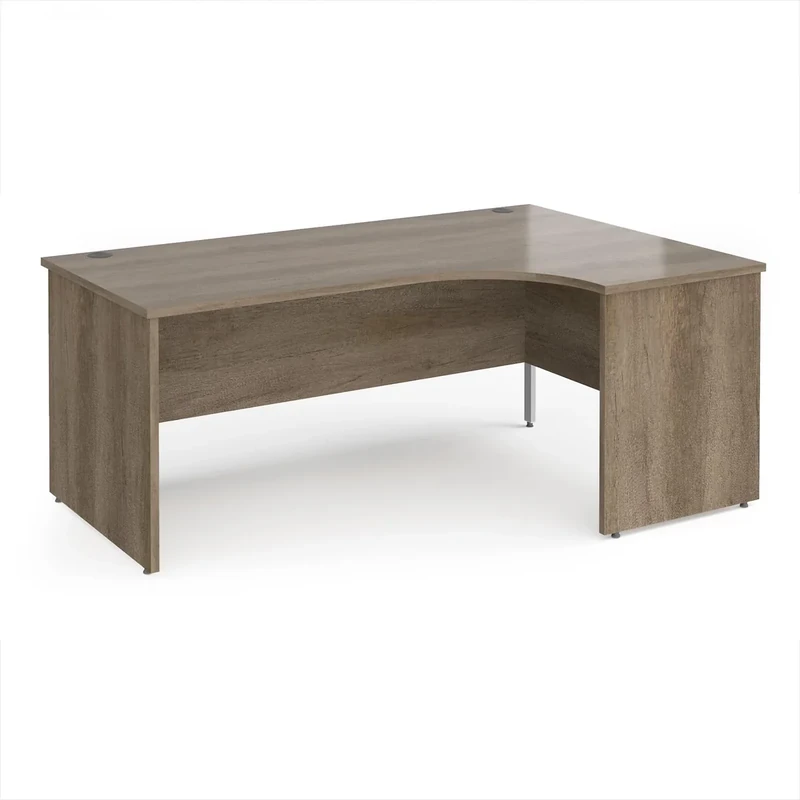 Mr Office Maestro 25 right hand ergonomic desk - with panel end leg, Nebraska Oak, 1800