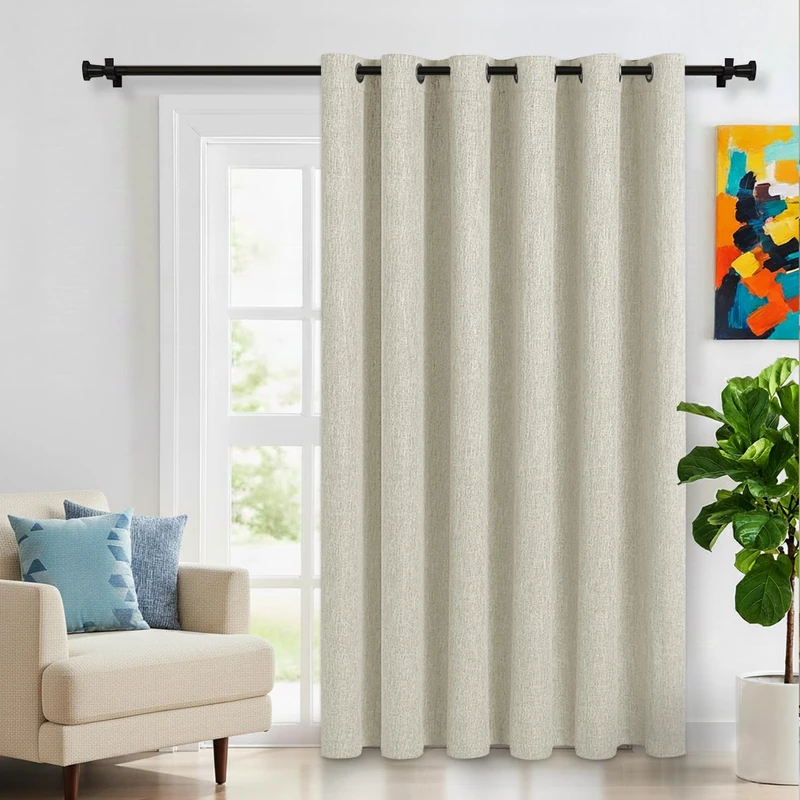 LORDTEX Linen Look Blackout Curtains for Bedroom Living Room Grommet Top