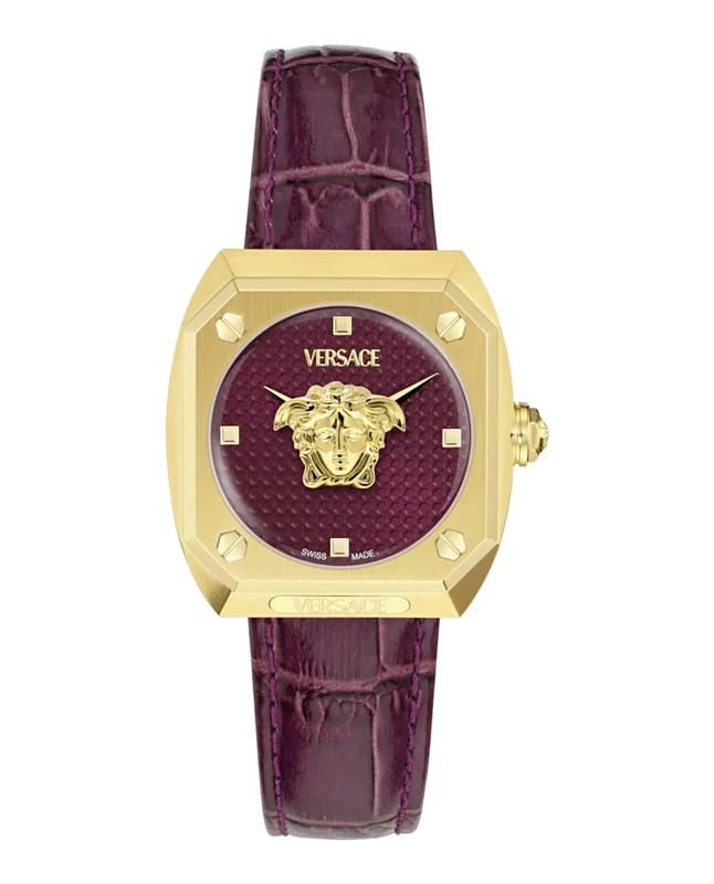 Versace Women's Analogue Swiss Quartz Watch with Leather Strap VE0R00225