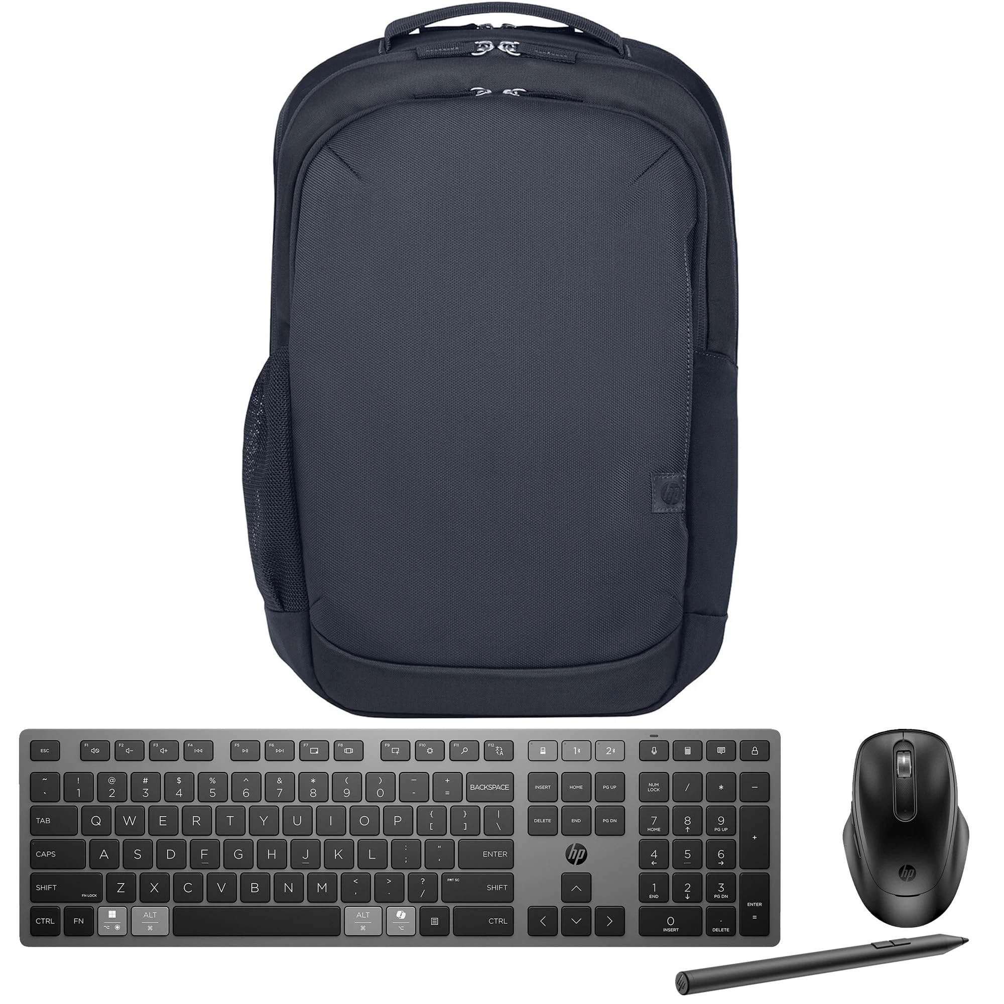 HP Creator Bundle, 720 Rechargeable Keyboard and Mouse, 700 Rechargeable Multi Pen and 16" Odyssey Gray Backpack