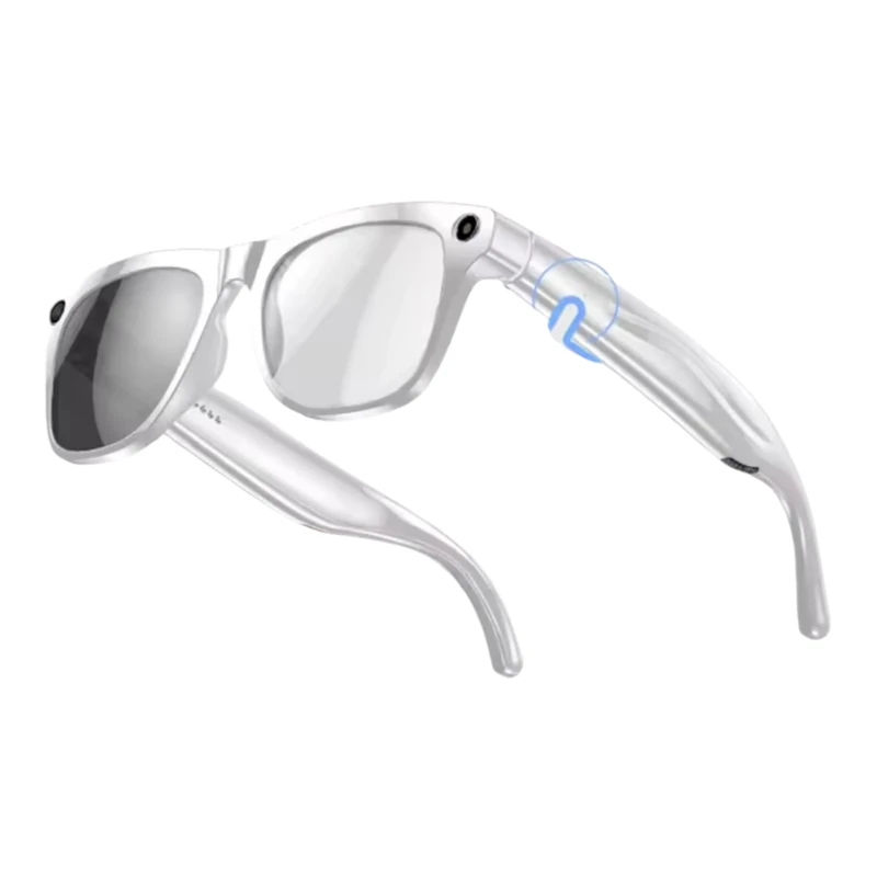 AI Smart Glasses with Camera – Photochromic Lens, Bluetooth Calling, Voice Assistant, Music Player, Translation & Video Recording (1, White)