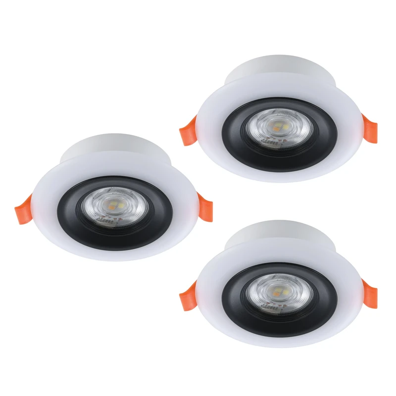 Eglo Set of 3 LED recessed Spotlight Set Calonge RGB, Flat Ceiling spot with Remote, dimmable Light, Black-White Plastic, Colour Change, Warm to Cool White, Ø 9.8 cm