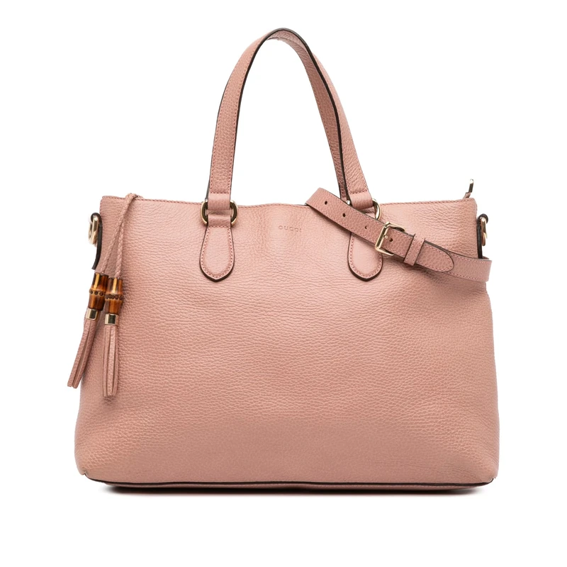 Gucci Pre-Loved Leather Bamboo Tassel Satchel Handbag