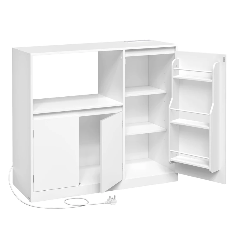 VASAGLE CUSTOS Collection - Kitchen Sideboard, Storage Cabinet with Worktop, Microwave Stand, Open Compartment, 3 Doors, Adjustable Shelves, Cloud White BBK373WB02 - Image 1