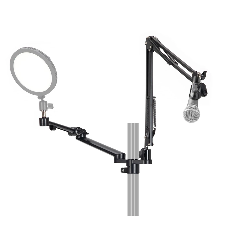 TARION Modular Desktop Arm Set - 18"/45 cm Adjustable Arm with Spigot Mount for COB Lights + 29.4"/75 cm (Max) Mic Boom Stand for Microphone Compatible with 35 mm Rods - Titanrig Y