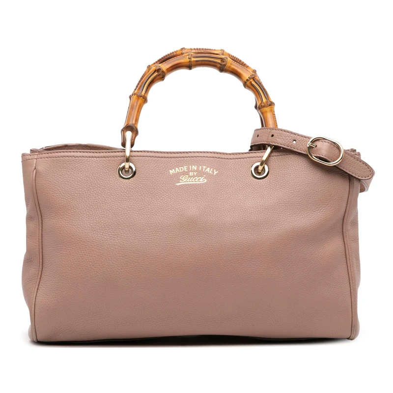 Gucci Pre-Loved Medium Calfskin Bamboo Shopper Satchel Handbag