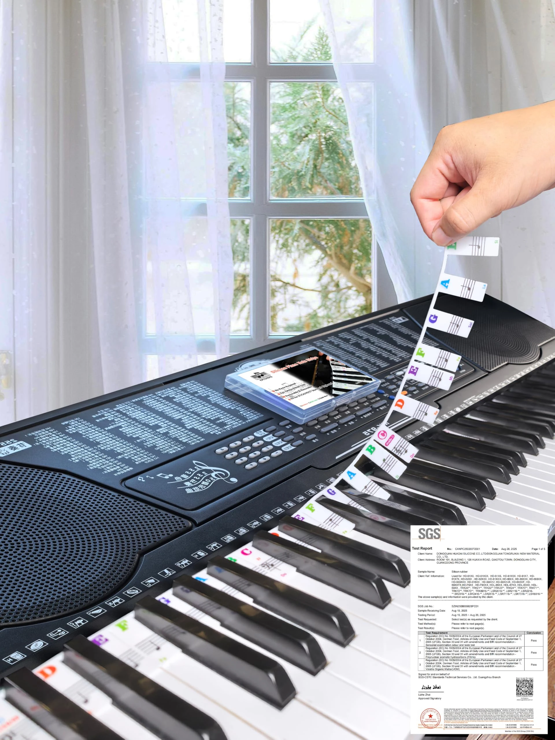 Piano Notes Guide for Beginner, Removable Piano Keyboard Note Labels for Learning, 61-Key standard full-size, Made of Silicone Rubber, No Need Stickers, Reusable and Comes with Box(Colored)