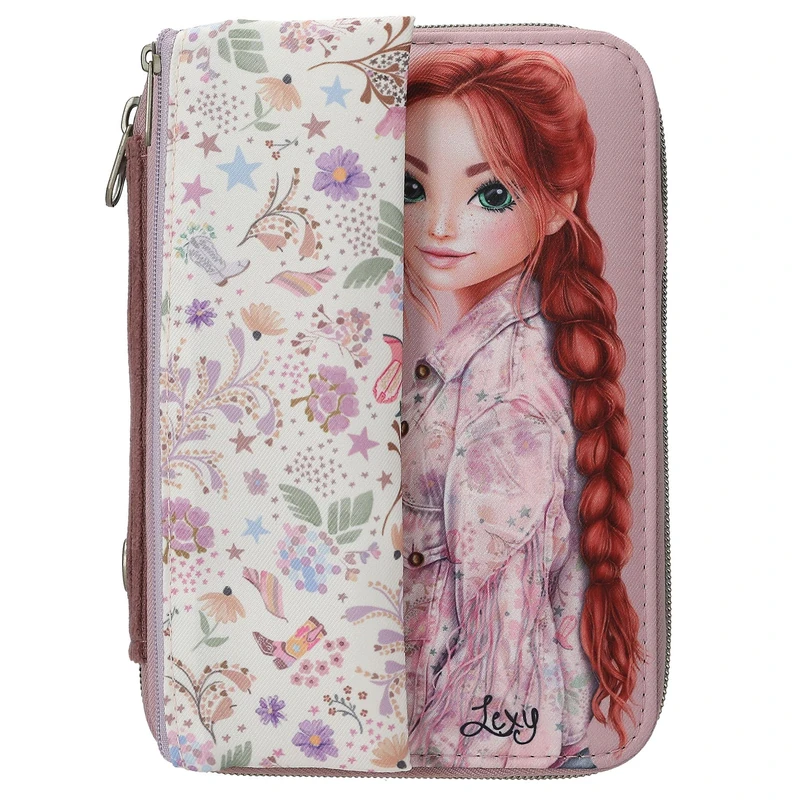 Depesche 13665 TOPModel Cowgirl Purple Floral Pattern Pencil Case with Small Mechanical Pencil Case
