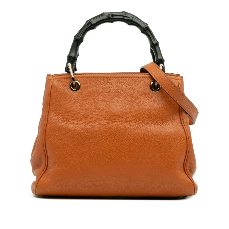 Gucci Pre-Loved Small Calfskin Bamboo Shopper Satchel Handbag