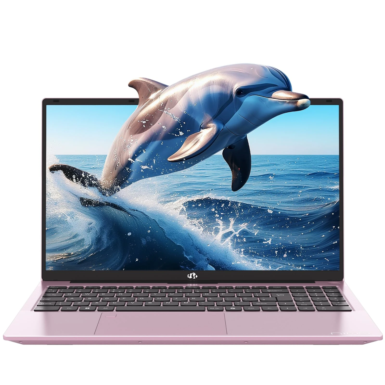 NIMO 15.6 inch Laptop with Intel N100: Full HD Screen, 16GB RAM, 1TB SSD, Win 11 Home, WiFi Connectivity, Fingerprint, 65W PD, Backlit keyboard, Portable Lightweight Notebook, Rose gold
