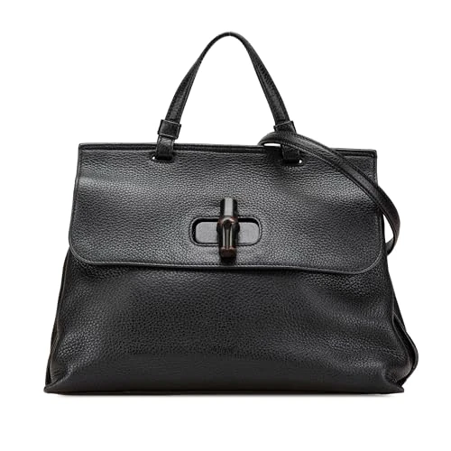 Gucci Pre-Loved Medium Leather Bamboo Daily Satchel Handbag