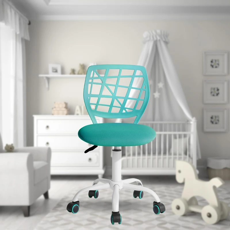FurnitureR Kids Desk Chair Multi-purpose Office Chair Armless Work Chair Adjustable Height Adjustable Swivel Study Chair Colorful for School and Home Office, Macaron Turquoise - Image 1