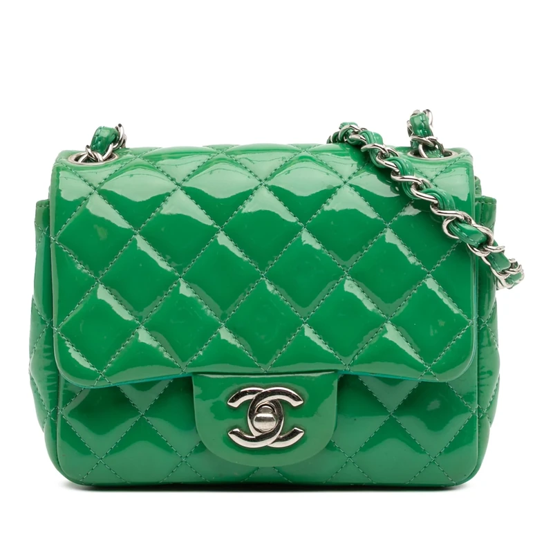 Chanel Pre-Loved Mini Square Classic Patent Single Flap Crossbody Bag