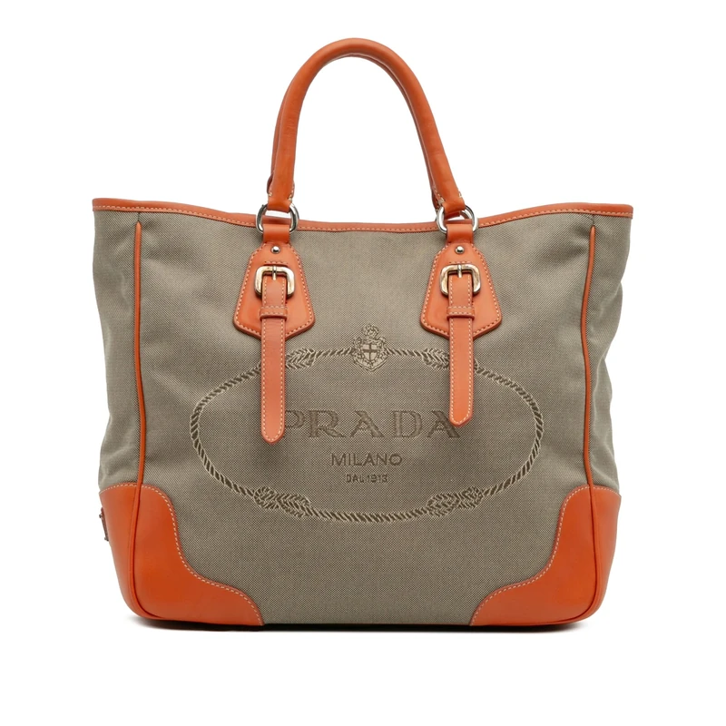 Prada Pre-Loved Canvas Canapa Logo Convertible Tote Handbag