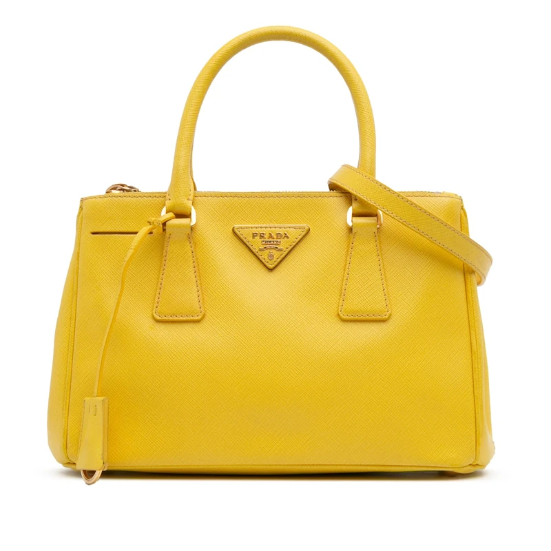 Prada Pre-Loved Small Saffiano Lux Galleria Double Zip Satchel