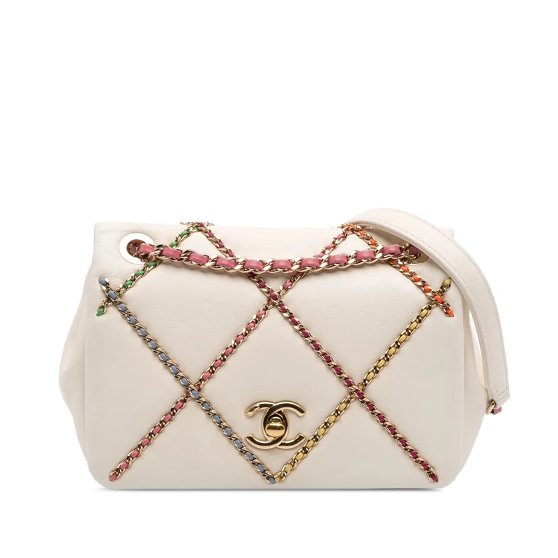 Pre-Loved Small Lambskin Entwined Chain Flap