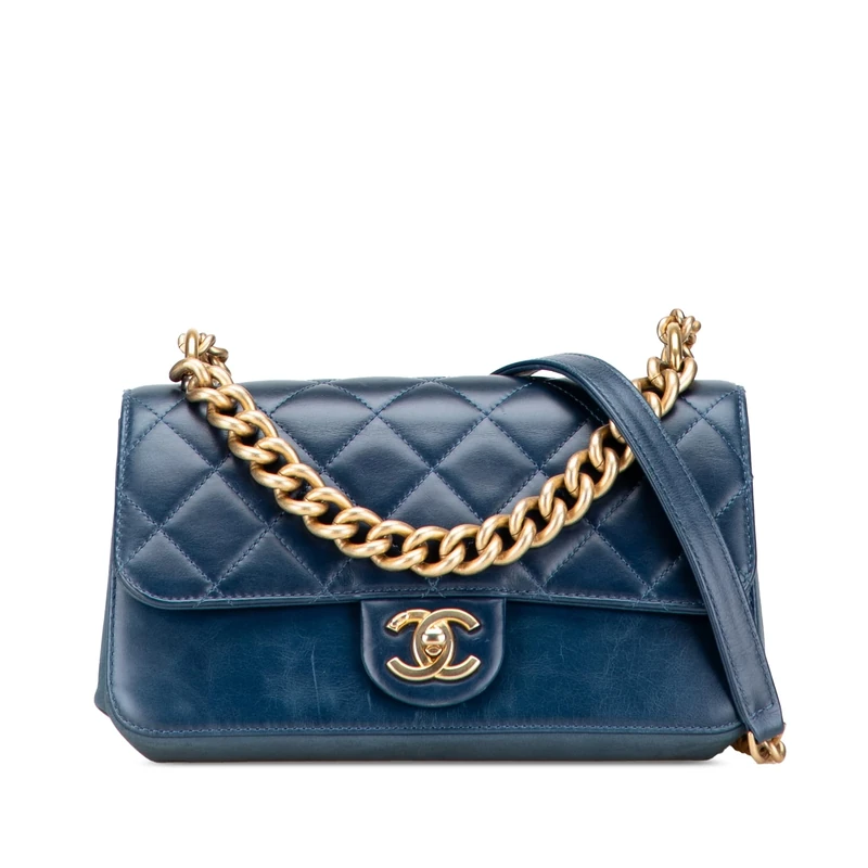 Chanel Pre-Loved Small Quilted Calfskin Straight Lined Flap Handbag