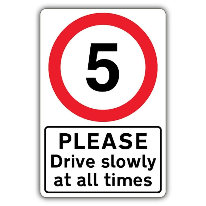 V Safety Please Drive Slowly At All Times - Speed Limit 5 MPH Safety Sign - 400 x 600 mm - RA1 Reflective 3mm Aluminium Composite