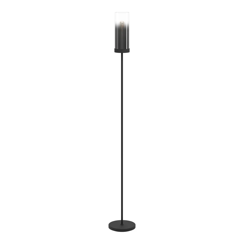 Eglo Toothill Floor lamp, Smoked Glass, Metal and Glass Black Finish, uplight with E27 Socket, 160 cm Tall, Ideal for Living Rooms