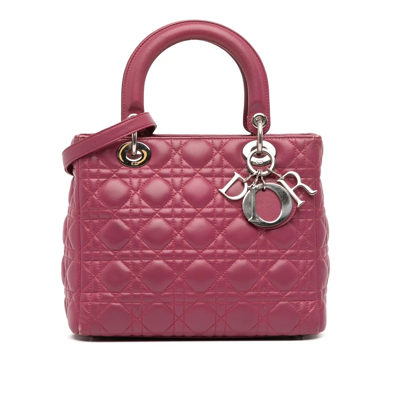 Dior Pre-Loved Medium Lambskin Cannage Lady Handbag
