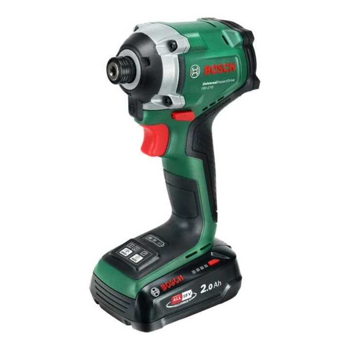 Bosch 18V System Cordless Impact Driver UniversalImpactDrive 18V-210 (Powerful and Compact for Woodworking; with PBA 18V 2.0Ah W-B Battery, AL18V-20 Charger, Transport case)