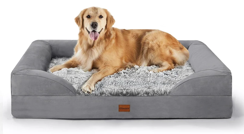 Gimars 3.7in Thickened Orthopedic Dog Bed for Extra Large Dogs, Supportive Dog Sofa Bed with 28D Egg-Crate Foam, Removable Washable Cover, Waterproof Lining for Puppy, Senior, Sick