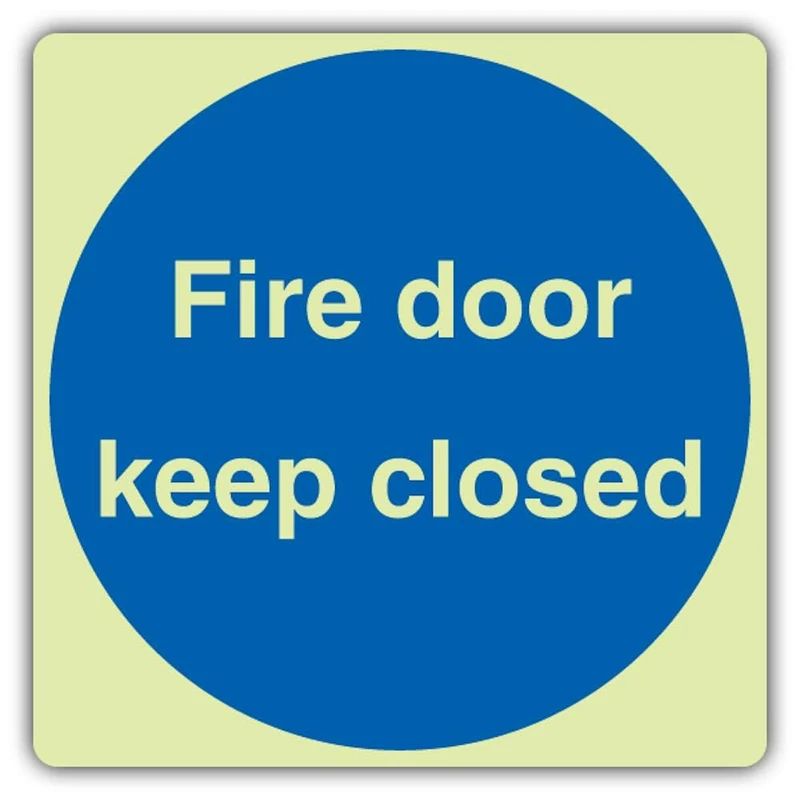 V Safety Photoluminescent Fire Door Keep Closed - Square Safety Sign - 450 x 450 mm - Self Adhesive Vinyl - Triple Glow