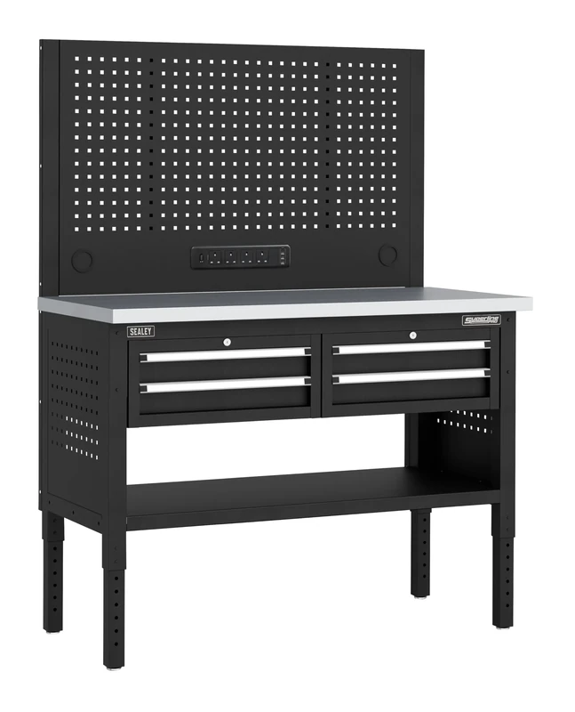 Sealey Superline PRO® Modular Workbench with 4 Drawers Stainless Steel Worktop Adjustable Height 1265mm - APMWB50COMBO2SS
