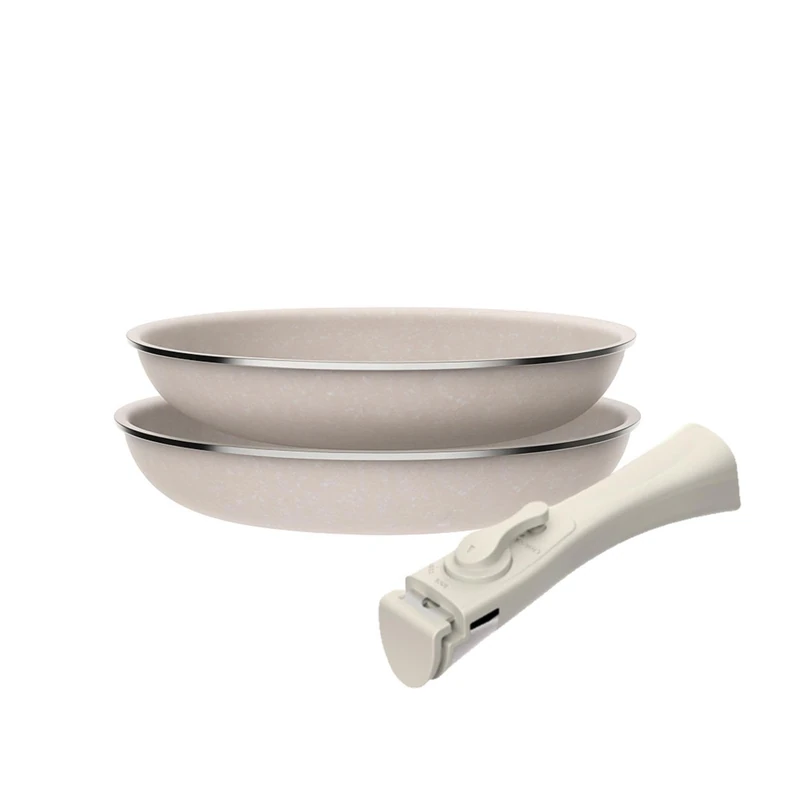 Set of 2 Frying Pans Ø24Ø28cm Pressed Aluminium, ILAG Non-Stick Coating, Removable Handle, Induction Safe, PFOA Free, Dishwasher and Oven Safe - Image 1