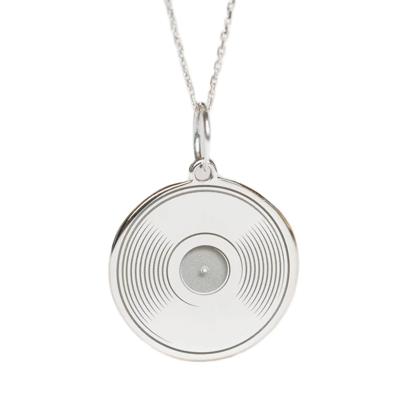 WORLD WIDE GEMS 925 sterling sliver | lp record pendant necklace | vinyl record | with 18 inch chain pen. size- 24mm | dainty dj charm silver plating handmade unisex jewelry|WWRPS_00054