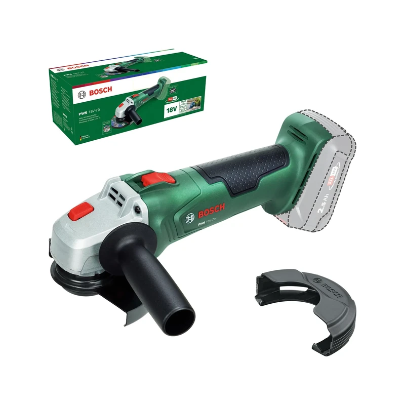 Bosch 18V System Cordless Angle Grinder PWS 18V-70 (for Small to Medium-Sized Cutting and Grinding Jobs; Grinding disc Diameter: 115mm)