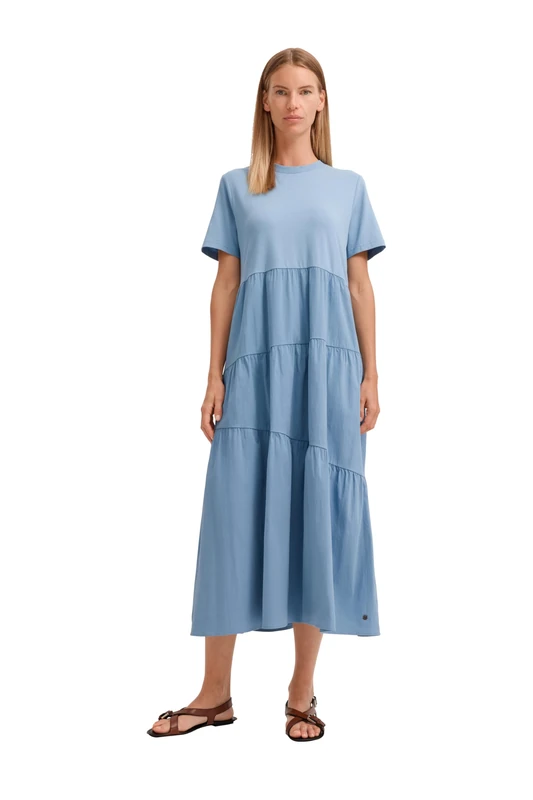 Bugatti Women's Summer Dress W1385-12308 Modern Fit with Ruffles and Crew Neck, 340-Blue-Grey, L - Image 1