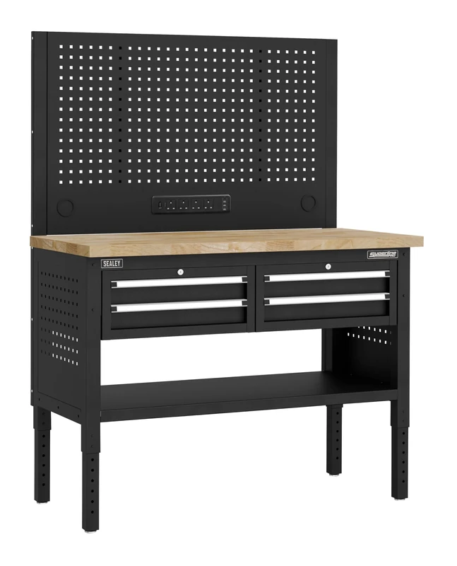 Sealey Superline PRO® Modular Workbench with 4 Drawers Wooden Worktop Adjustable Height 1265mm - APMWB50COMBO2W