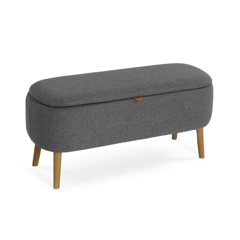 Versa Maniko Chic Style Footstool, Dimensions (H x L x W) 45 x 94 x 37 cm, Dark Grey - Image 1