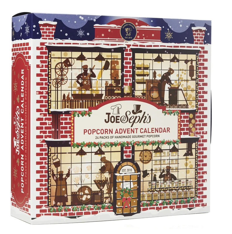 Joe & Seph’s Classic Gourmet Popcorn Christmas Advent Calendar 175g - 24 Packs Of Handmade Gourmet Popcorn