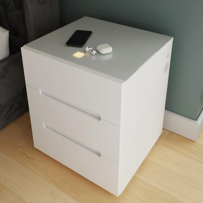 GFW Riley 3 Drawer Smart Bedside Table