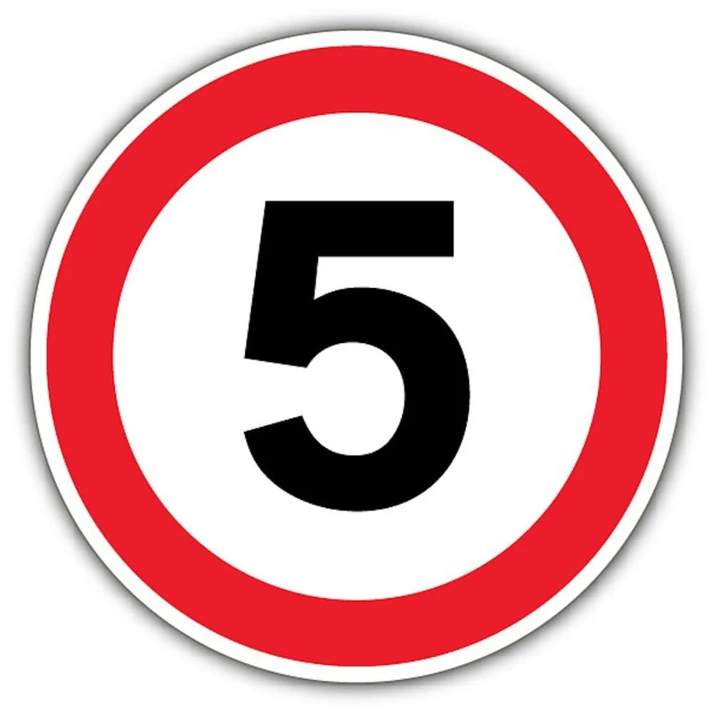 V Safety 5 MPH Safety Sign - 600 x 600 mm - RA2 Reflective 3mm Aluminium Composite