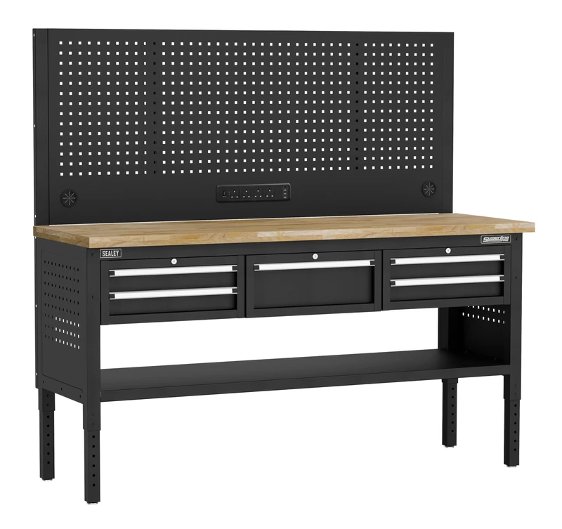 Sealey Superline PRO® Modular Workbench with 5 Drawers Wooden Worktop Adjustable Height 1830mm - APMWB72COMBO3W