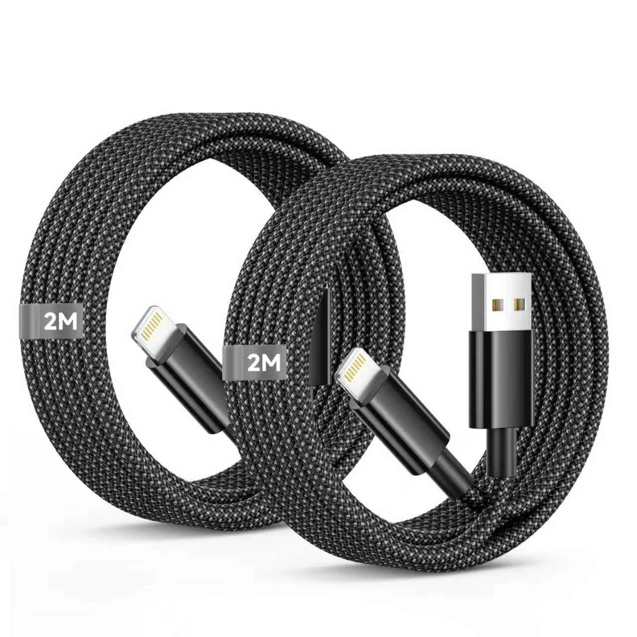 iPhone Charger Cable 2M 2Pack, [Apple MFi Certified] iPhone Cable Fast Charging Nylon Braided USB to Lightning Cable Lead, iphone Lead wire for Apple iphone 14 13 12 11 Pro Max X 8 7 6 Plus,iPad iPods