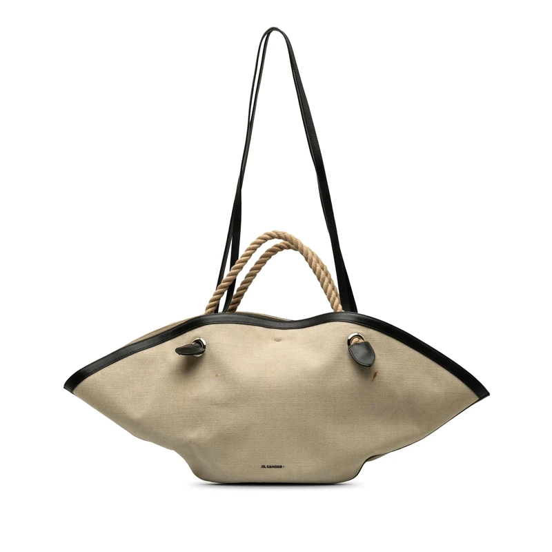 Jil Sander Pre-Loved Canvas Sombrero Satchel Handbag - Image 1