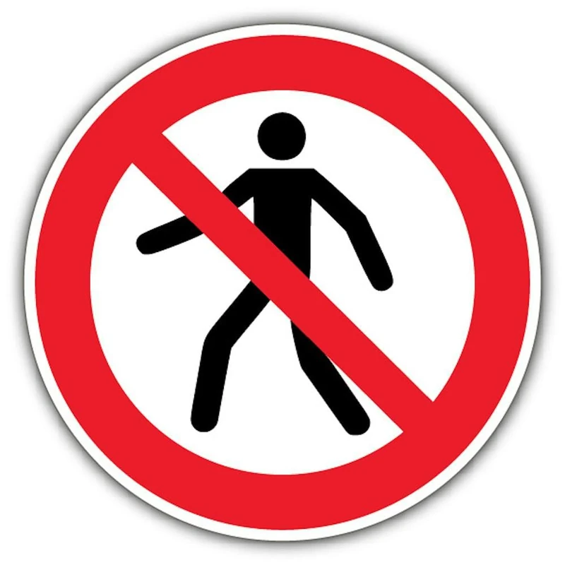 V Safety No Pedestrians - Circle Safety Sign - 450 x 450 mm - RA2 Reflective 3mm Aluminium Composite