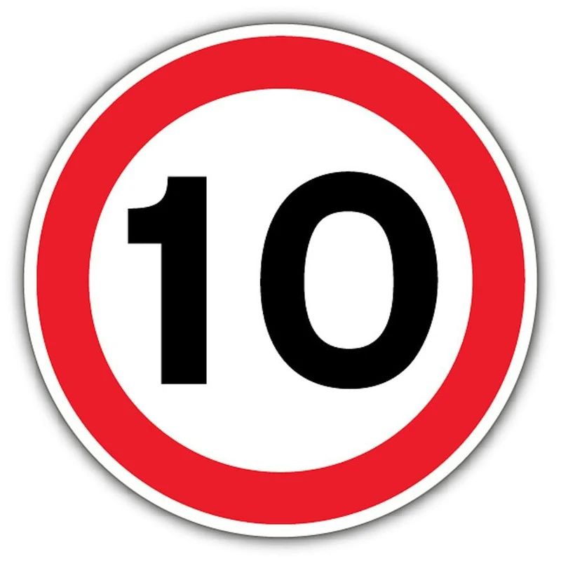 V Safety 10 MPH Safety Sign - 600 x 600 mm - RA1 Reflective 3mm Aluminium Composite