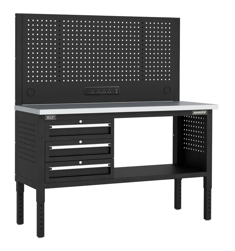 Sealey Superline PRO® Modular Workbench with 3 Drawers Stainless Steel Worktop Adjustable Height 1525mm - APMWB60COMBO1SS