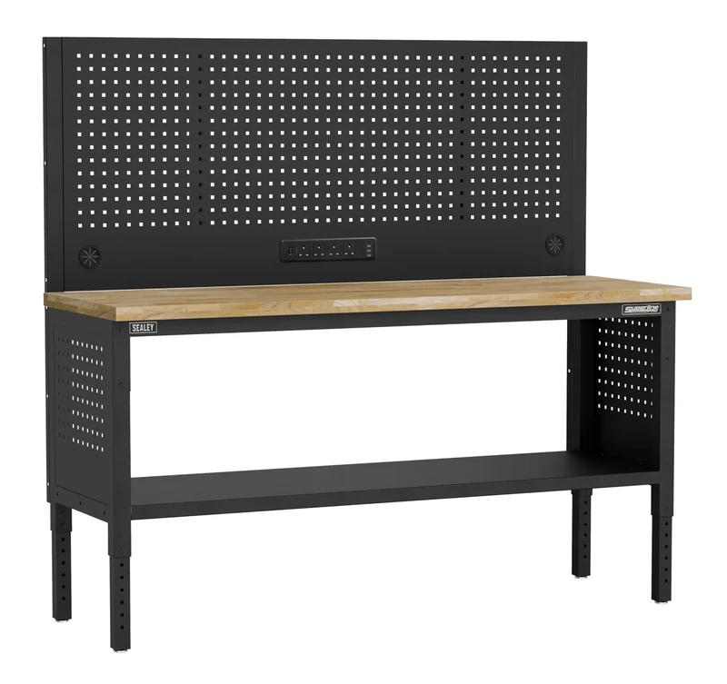 Sealey Superline PRO® Modular Workbench with Pegboard Back Panel Wooden Worktop Adjustable Height 1830mm - APMWB72COMBOW