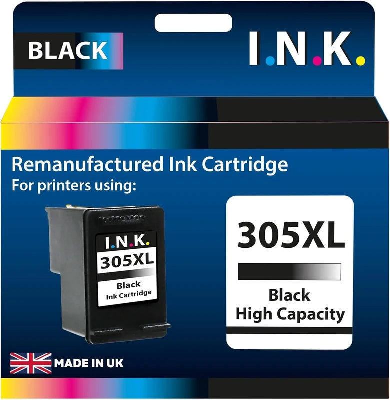 I.N.K. Remanufactured 305 XL Black InkJet Cartridge Compatible with HP DeskJet 2710 2720, 2721, 2722, 2723, 2724 DeskJet Plus 4110, 4120, 4122, 4130 Envy 6010, 6020, 6022, 6030, 6032, 6452