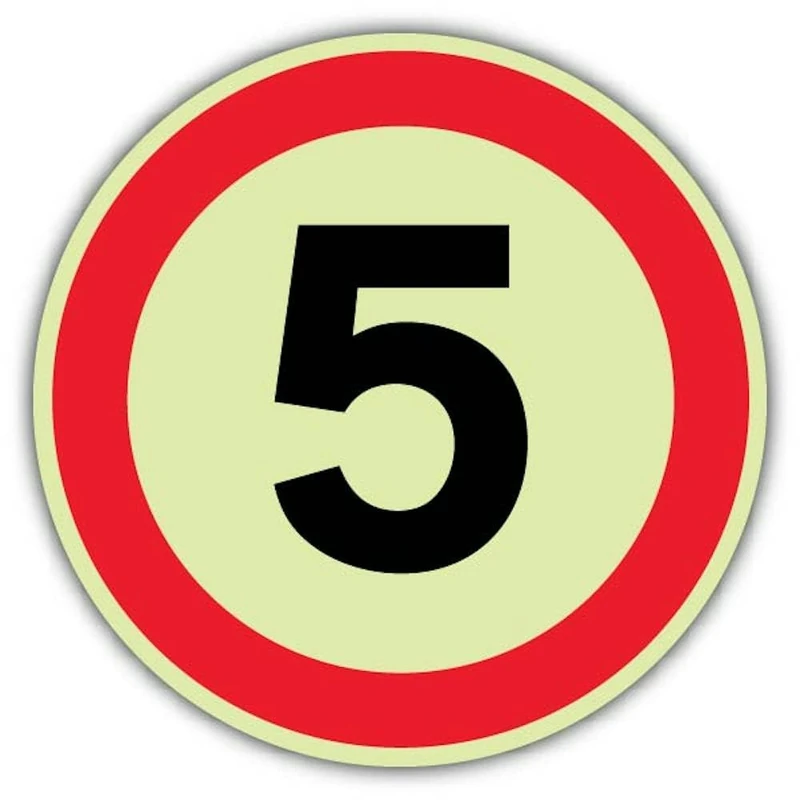 V Safety GloReflect 5 MPH Safety Sign - 450 x 450 mm - 3mm Aluminium Composite - GloReflect