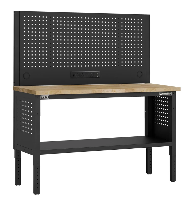 Sealey Superline PRO® Modular Workbench with Pegboard Back Panel Wooden Worktop Adjustable Height 1525mm - APMWB60COMBOW