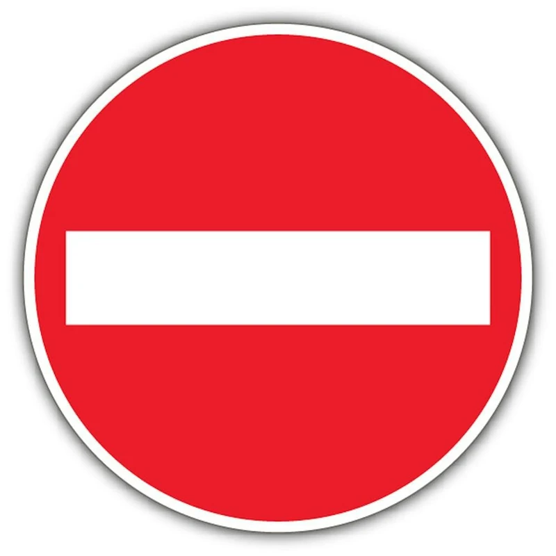 V Safety No Entry - Circle Safety Sign - 450 x 450 mm - RA2 Reflective 3mm Aluminium Composite