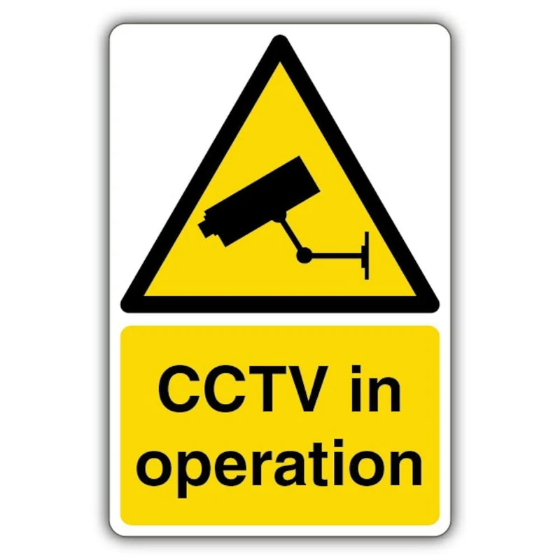 V Safety CCTV In Operation - CCTV Icon Safety Sign - 400 x 600 mm - 3mm Aluminium Composite